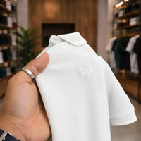 Men's White Premium Tipped Collar Polo Shirt