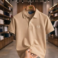 Men's Beigh Premium Tipped Collar Polo Shirt
