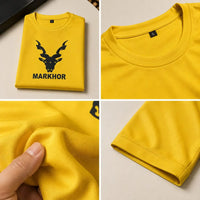 Men's Yellow Markhor Logo T-Shirt & Black Jogger Tracksuit Set
