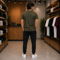 Men's Olive Green "Live Like a King" Graphic T-Shirt & Black Jogger Tracksuit Set