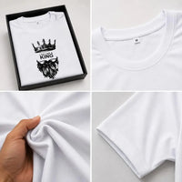 Men's White Crew Neck "Live Like a King" Graphic T-Shirt with Black Jogger Pants Co-Ord Set
