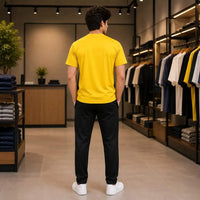 Men's Yellow Crew Neck "Live Like a King" Graphic Tracksuit Set