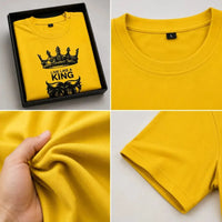 Men's Yellow Crew Neck "Live Like a King" Graphic Tracksuit Set