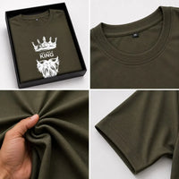 Men's Olive Green "Live Like a King" Graphic T-Shirt & Black Jogger Tracksuit Set
