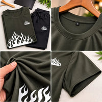 Men's Olive Green Flame Graphic Set