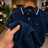 Men's Blue  Premium Piqué Polo T-Shirt