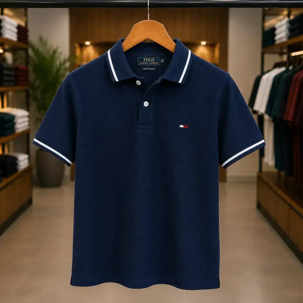 Men's Blue  Premium Piqué Polo T-Shirt
