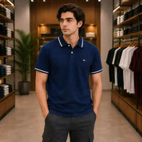 Men's Blue  Premium Piqué Polo T-Shirt