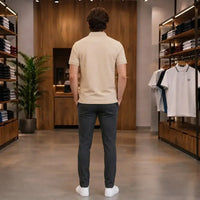 Men's Beigh Premium Tipped Collar Polo Shirt