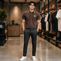 Men's Dark Brown Contrast Tipped Polo Shirt