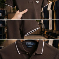 Men's Dark Brown Contrast Tipped Polo Shirt
