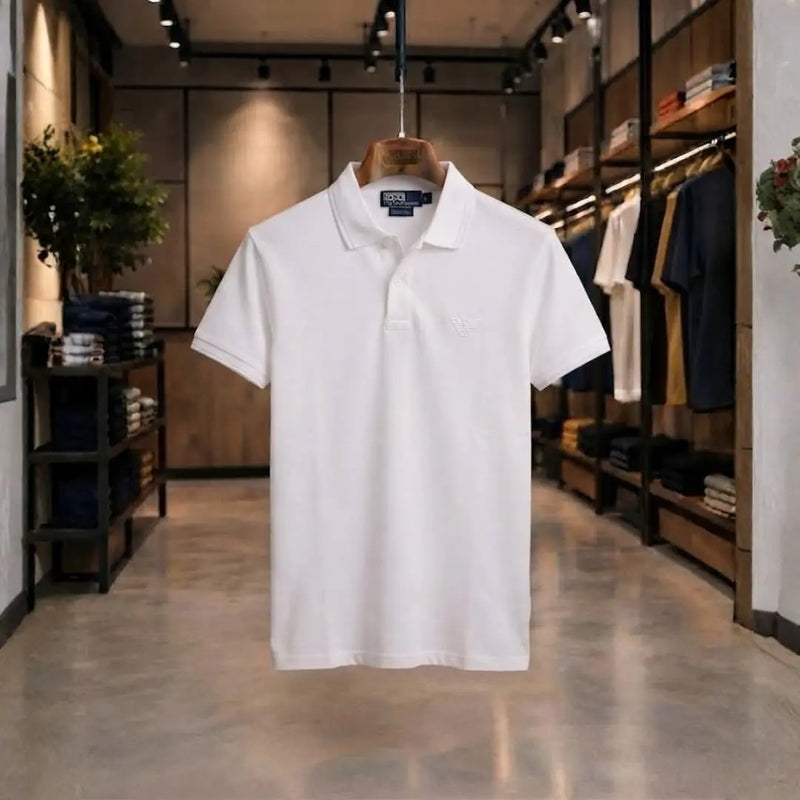 Men's Premium White Cotton Polo Shirt