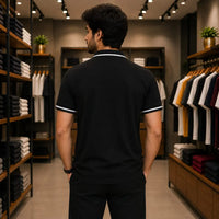 Men's Premium Black Tipped Collar Piqué Polo Shirt