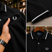 Men's Premium Black Tipped Collar Piqué Polo Shirt
