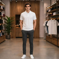 Men's White Premium Tipped Collar Polo Shirt